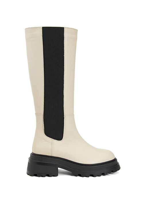 Ekru Kadın Deri Çizme - Görsel 2