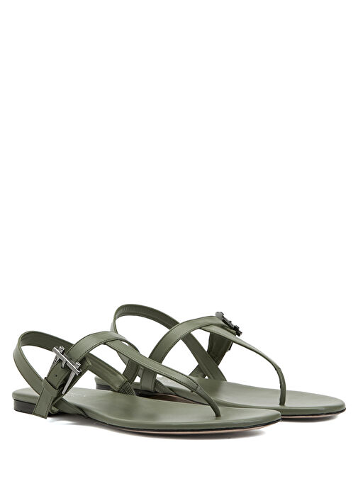 Haki Kadın Deri Sandalet - Görsel 3