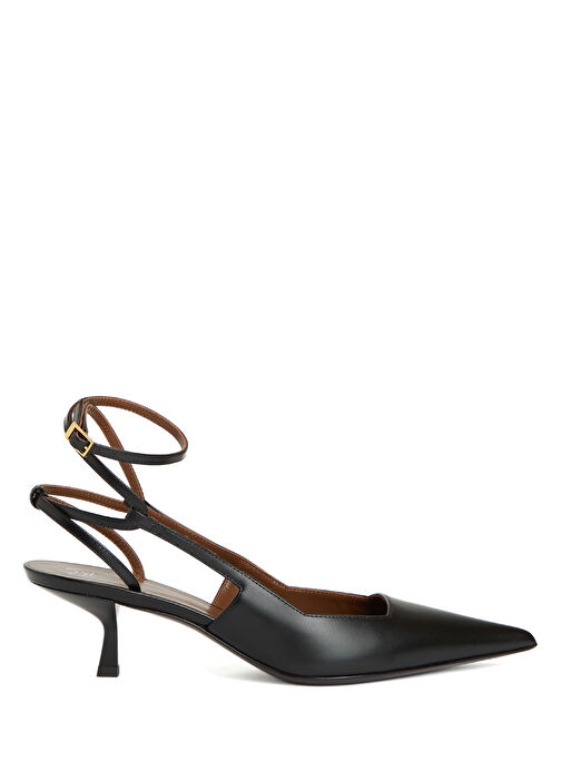 Siyah Deri Topuklu Ayakkabı - Görsel 2