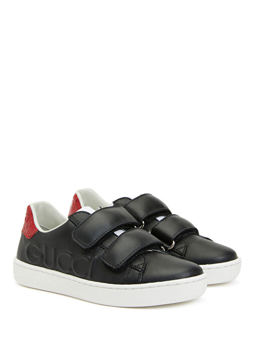 Siyah Logolu Unisex Çocuk Deri Sneaker - Görsel 3