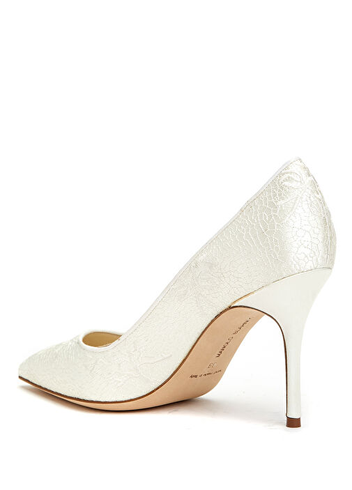 Beyaz Dantel Dokulu Stiletto - Görsel 4