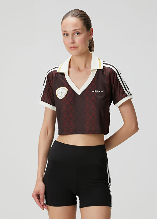 Adidas - Originals Retro Sports Brown Crop Jersey T-Shirt