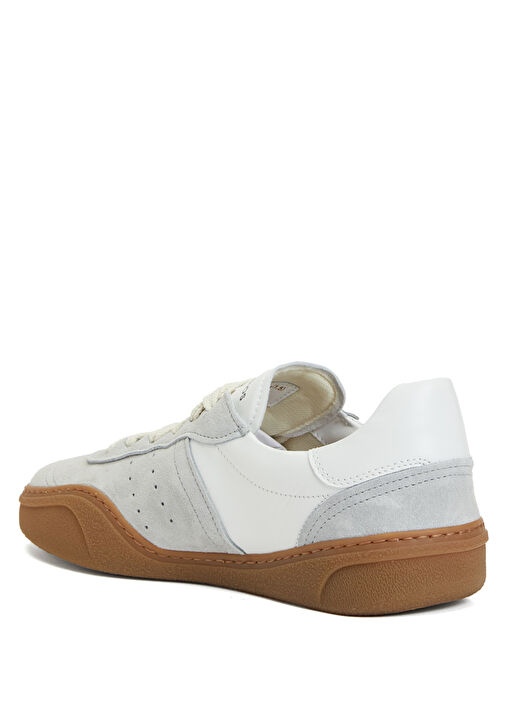 Beyaz Logolu Kadın Deri Sneaker - Görsel 4