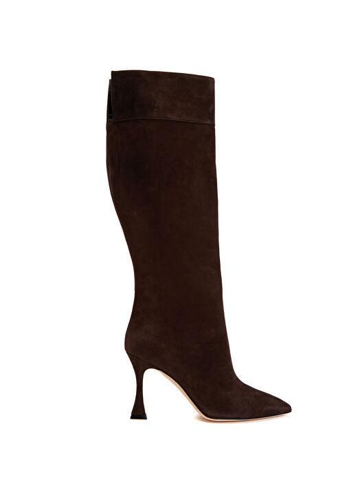Miralonepla Koyu Kahverengi Kadın Süet Çizme - Görsel 2