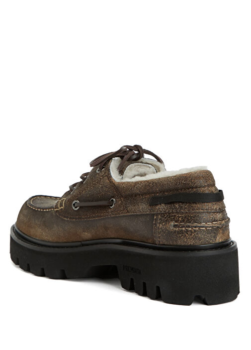 Kahverengi Kadın Deri Loafer - Görsel 4