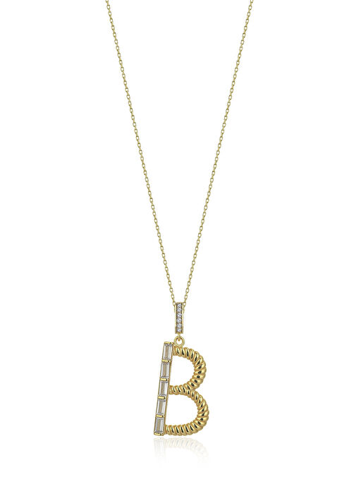 Gold Plated 925 Sterling Silver Initial B Letter Necklace