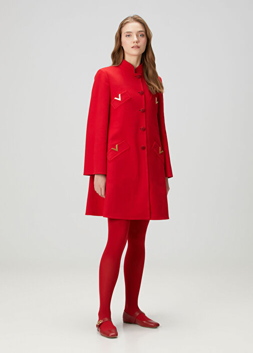 VGold Kırmızı Yün Kaban