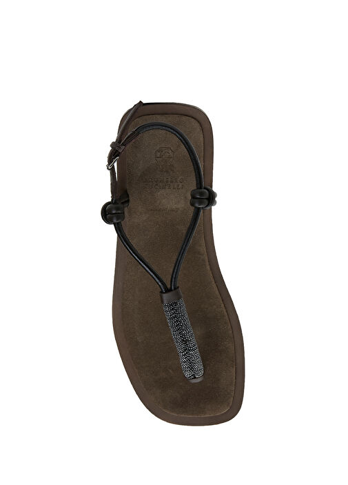 Kahverengi Kadın Deri Sandalet - Görsel 5