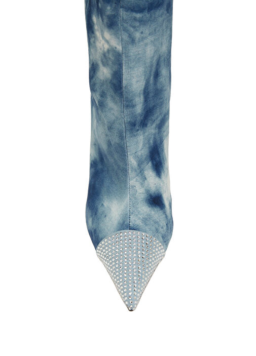 Mavi Batik Desenli Kadın Çizme - Görsel 5