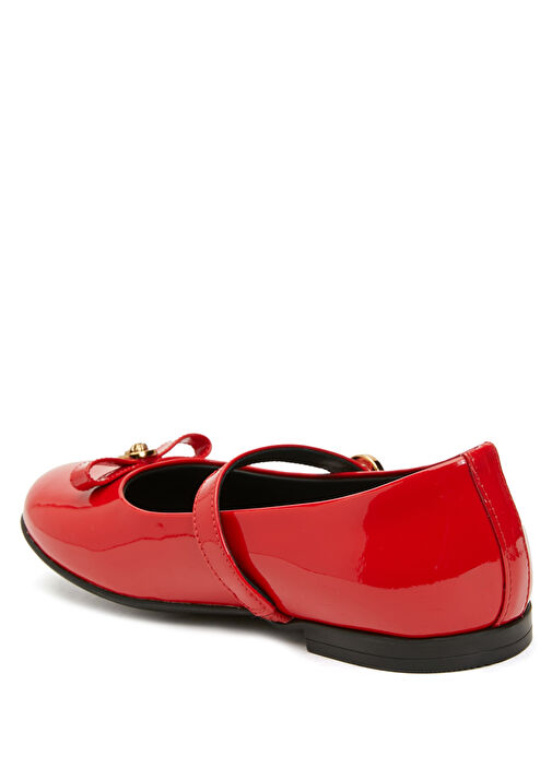 Kırmızı Gold Kız Çocuk Deri Babet - Görsel 4