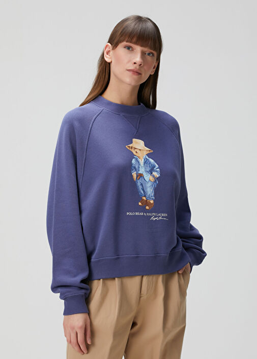 Polo Ralph Lauren Koyu Mavi Kadın Polo Bear Mavi Sweatshirt
