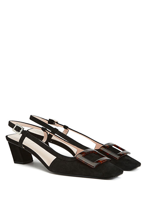 Siyah Deri Topuklu Ayakkabı - Görsel 3