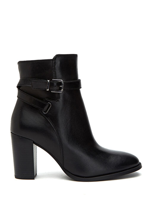 Siyah Kemer Detaylı Kadın Deri Bot - Görsel 2
