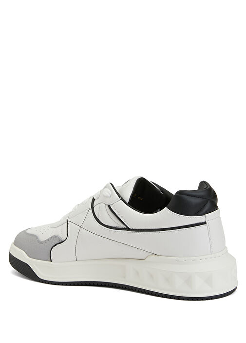 One Stud Siyah Beyaz Erkek Deri Sneaker - Görsel 4