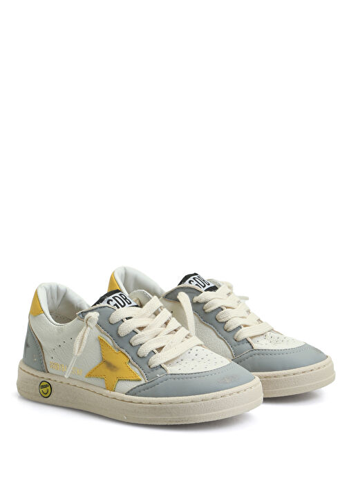Ball Star Beyaz Gri Unisex Çocuk Deri Sneaker - Görsel 3