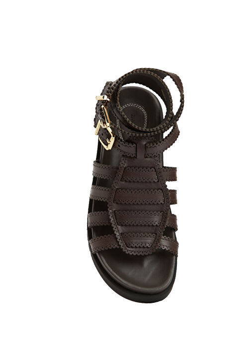 Goldie Gladiator Kahverengi Kadın Deri Sandalet - Görsel 5