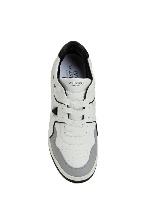 Siyah Beyaz Erkek Deri Sneaker - Görsel 5