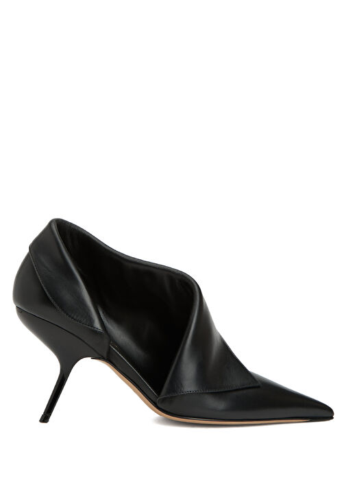 Siyah Deri Topuklu Ayakkabı - Görsel 2