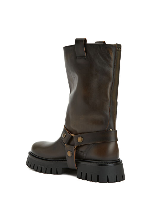 Kahverengi Kadın Deri Bot - Görsel 4