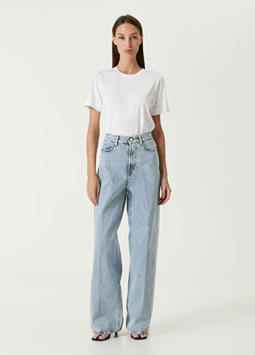 デニム・ジーパン Toteme Wide leg jeans Light blue Wide leg denim vibrant blue – TOTEME