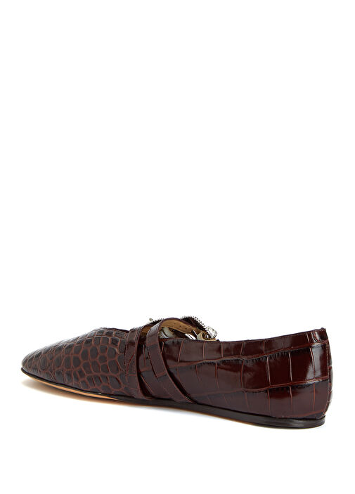 Claudia Koyu Kahverengi Krokodil Dokulu Deri Babet - Görsel 4