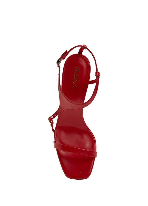 Kırmızı Kadın Deri Sandalet - Görsel 5