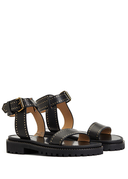 Breena Siyah Bantlı Kadın Deri Sandalet - Görsel 3