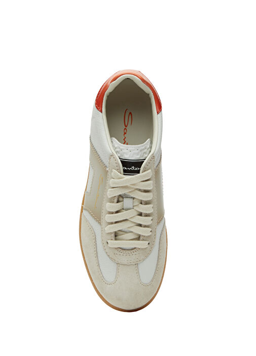 Kırık Beyaz Erkek Deri Sneaker - Görsel 4