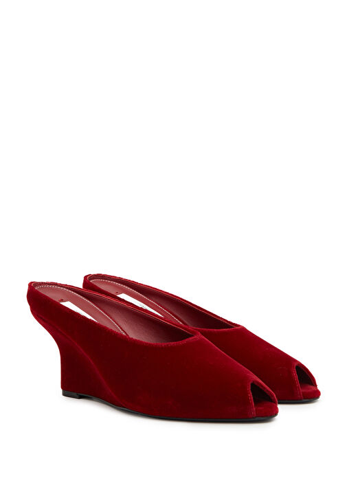 Kırmızı Kadın Kadife Terlik - Görsel 3