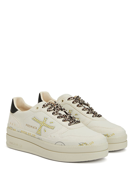 Micol Siyah Krem Kadın Deri Sneaker - Görsel 3