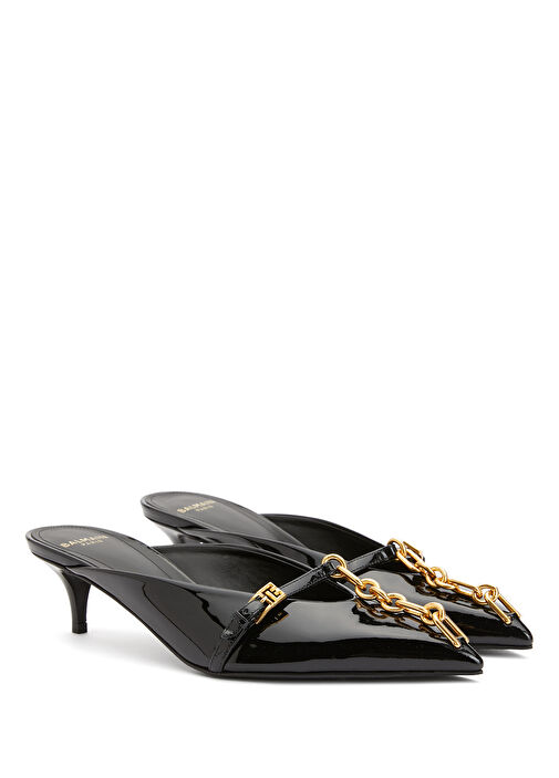 Sync Patent Siyah Kadın Deri Terlik - Görsel 3