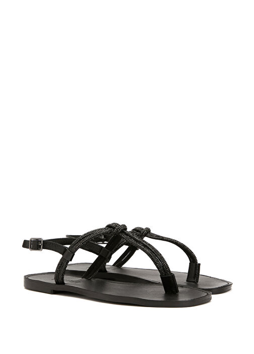 Siyah Kadın Deri Sandalet - Görsel 3
