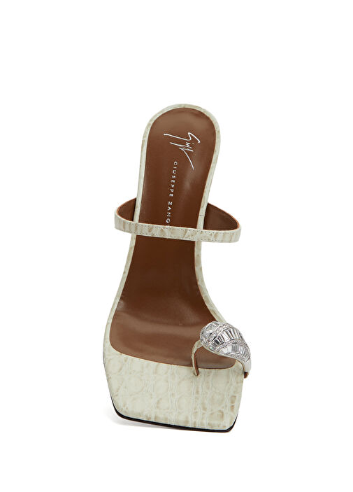 Intriigo Beyaz Deri Topuklu Terlik - Görsel 5