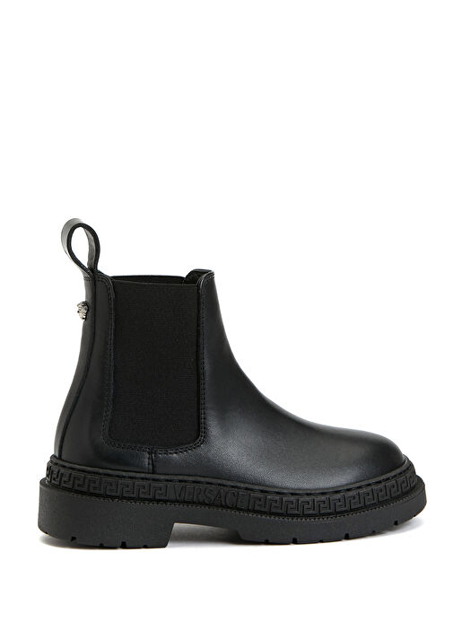 Siyah Logolu Erkek Çocuk Deri Bot - Görsel 2