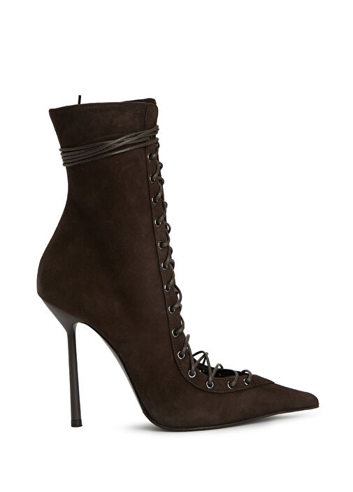 Koyu Kahverengi Kadın Deri Bot - Görsel 2