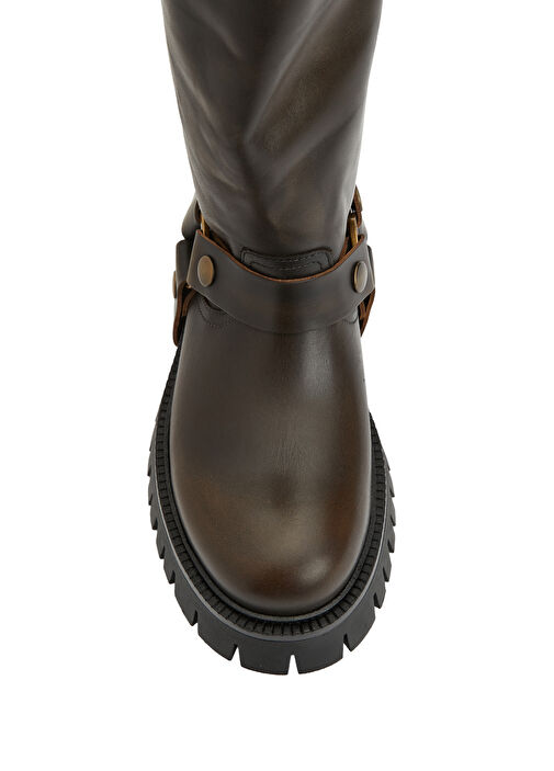 Kahverengi Kadın Deri Bot - Görsel 5