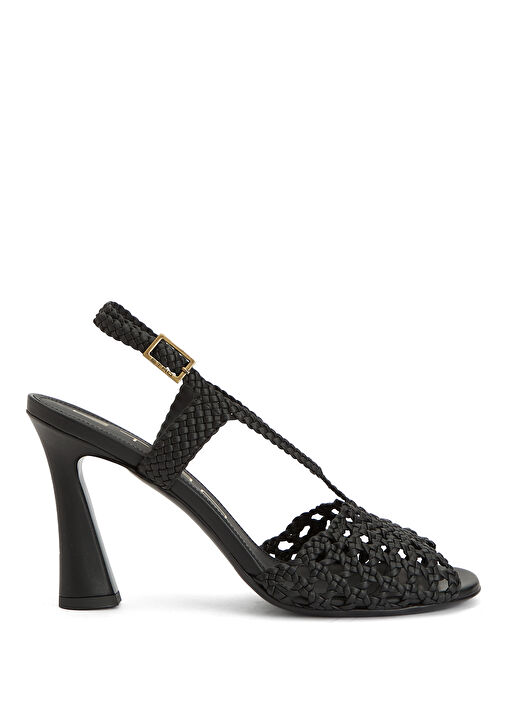 Siyah Örgülü Kadın Sandalet - Görsel 2