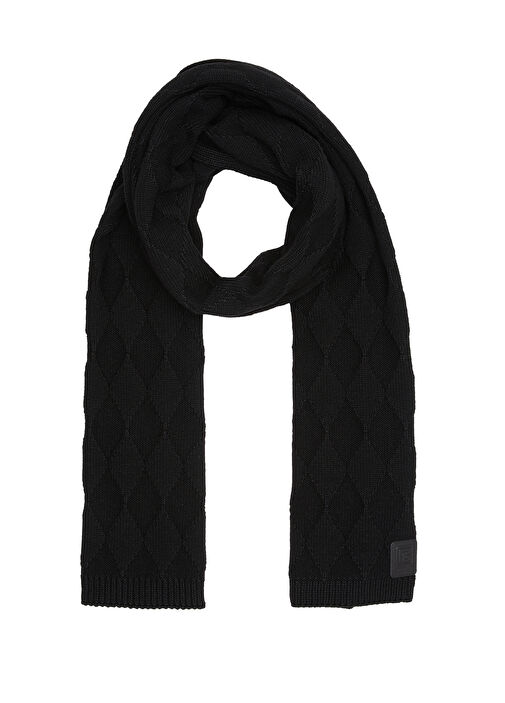 Balmain Black Logo Detailed Men's Wool Scarf