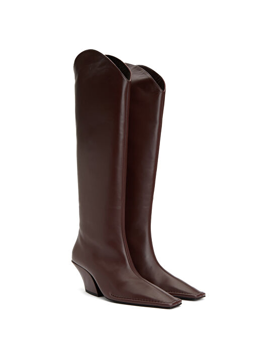 Bordo Kadın Deri Çizme - Görsel 3