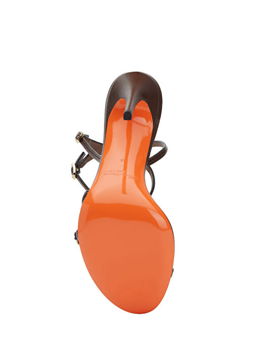 Koyu Kahverengi Kadın Deri Sandalet - Görsel 6