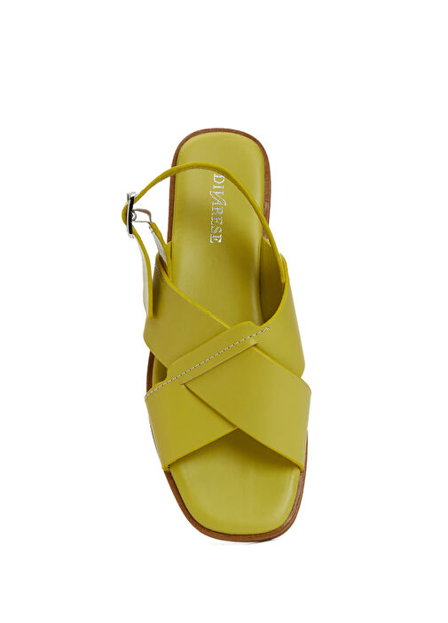Sarı Kadın Deri Sandalet - Görsel 5