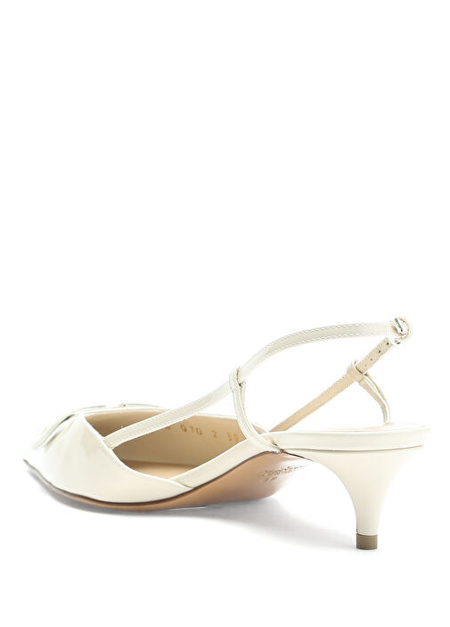 Ekru Deri Topuklu Ayakkabı - Görsel 4