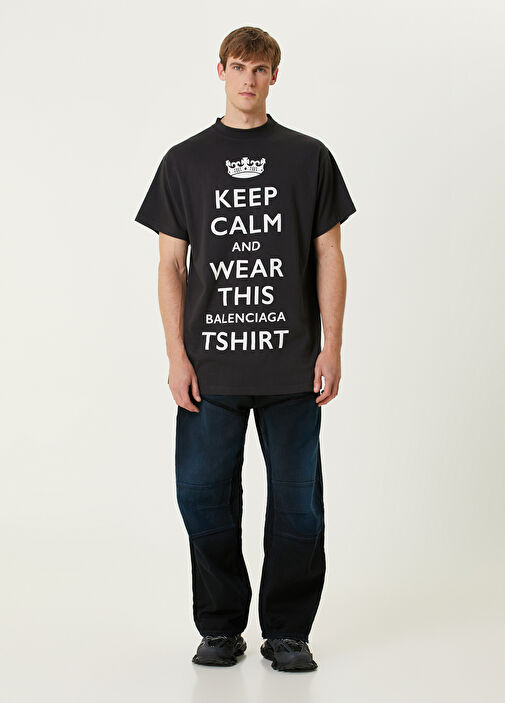 BALENCIAGA KEEP CALM Tシャツ Balenciaga - Keep Calm Black Oversized T-shirt