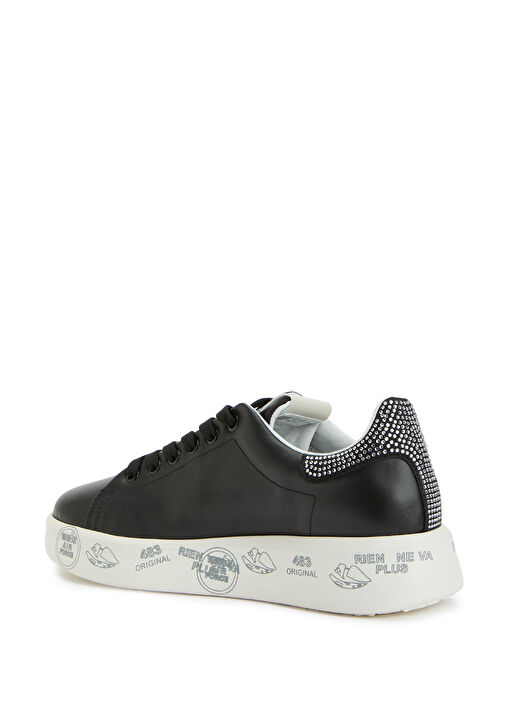 Bella Siyah Beyaz Kadın Deri Sneaker - Görsel 4