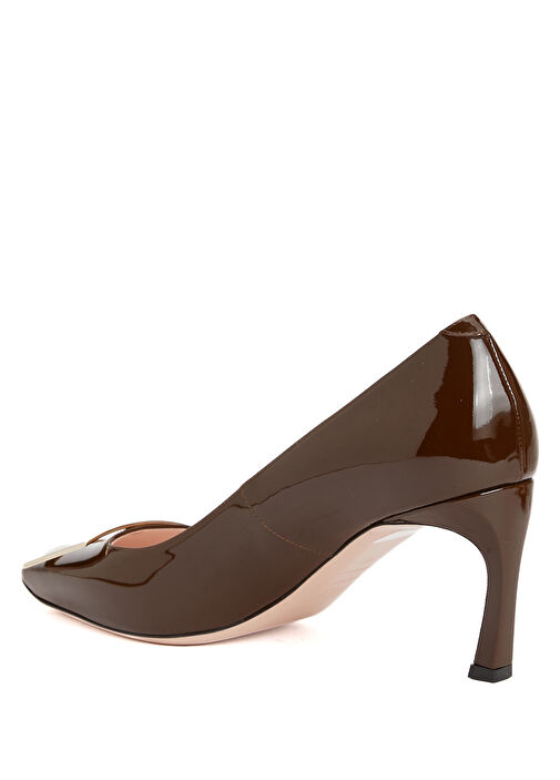 Belle Trompette Kahverengi Deri Topuklu Ayakkabı - Görsel 4