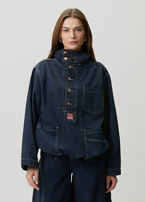 Damson Madder Koyu Mavi Kadın Briar Lacivert Kapüşonlu Denim Ceket