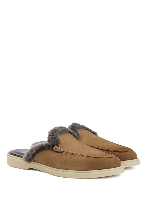 Bej Kadın Deri Terlik - Görsel 3