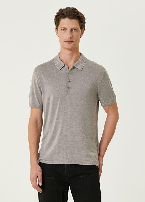 John Varvatos Chatham Gray Polo Neck T shirt