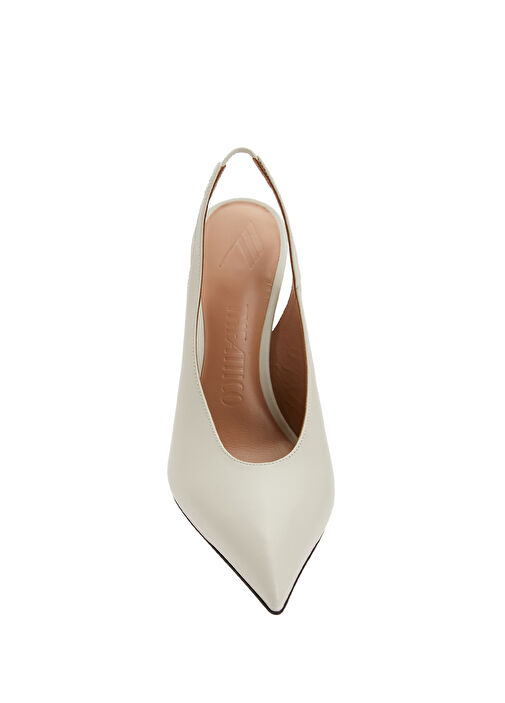 Beyaz Deri Topuklu Ayakkabı - Görsel 5