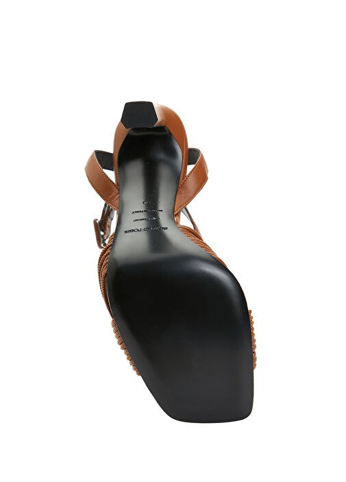 Kahverengi Kadın Deri Sandalet - Görsel 6